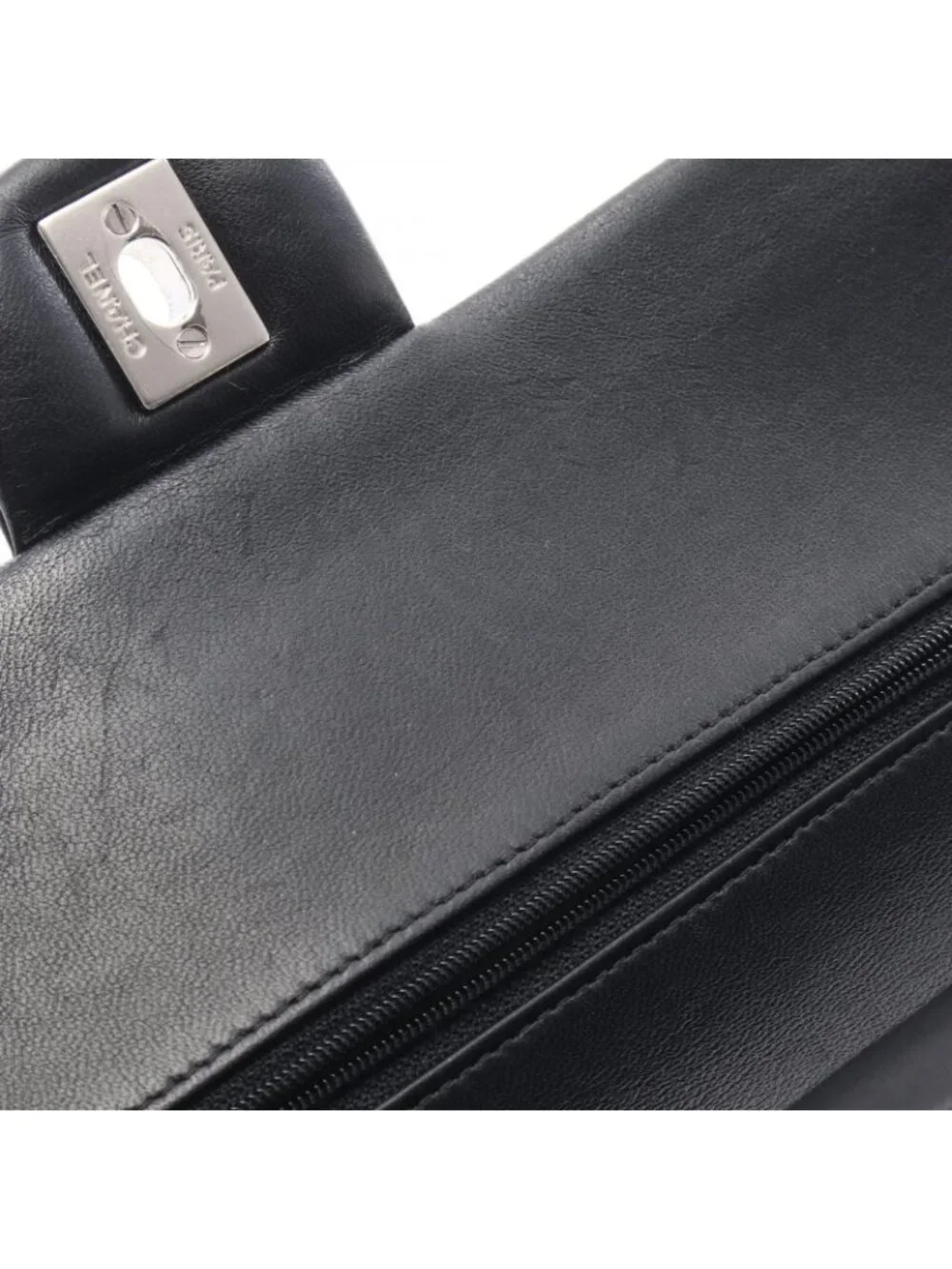 Chanel Shoulder Bag Quilted Double Flap Black Lambskin Chain